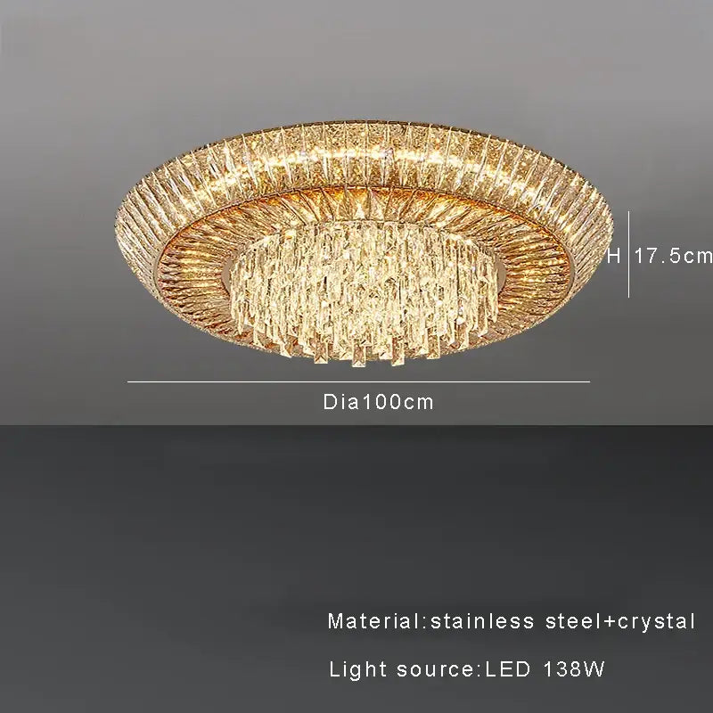 Gold-toned decorbites amber crystal led ceiling light with cascading crystals and stainless steel frame for luxury decor