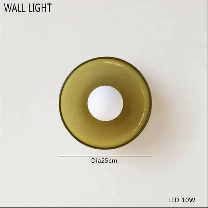 Decorbites™ amber glass ceiling chandelier featuring olive-green glass wall light with 25cm diameter led bulb for living room
