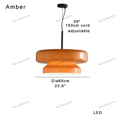 DecorBites amber glass ceiling pendant light with warm amber glass shade and black cord for kitchen island decor