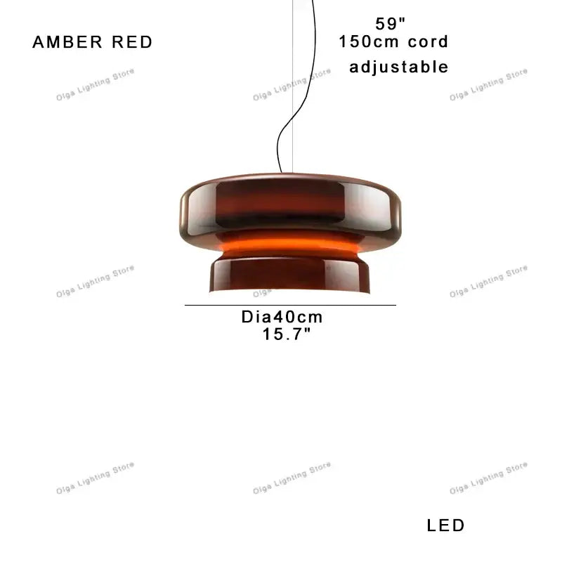 Amber glass ceiling pendant light by DecorBites with sleek tiered glass design and adjustable 150cm cord for dining table
