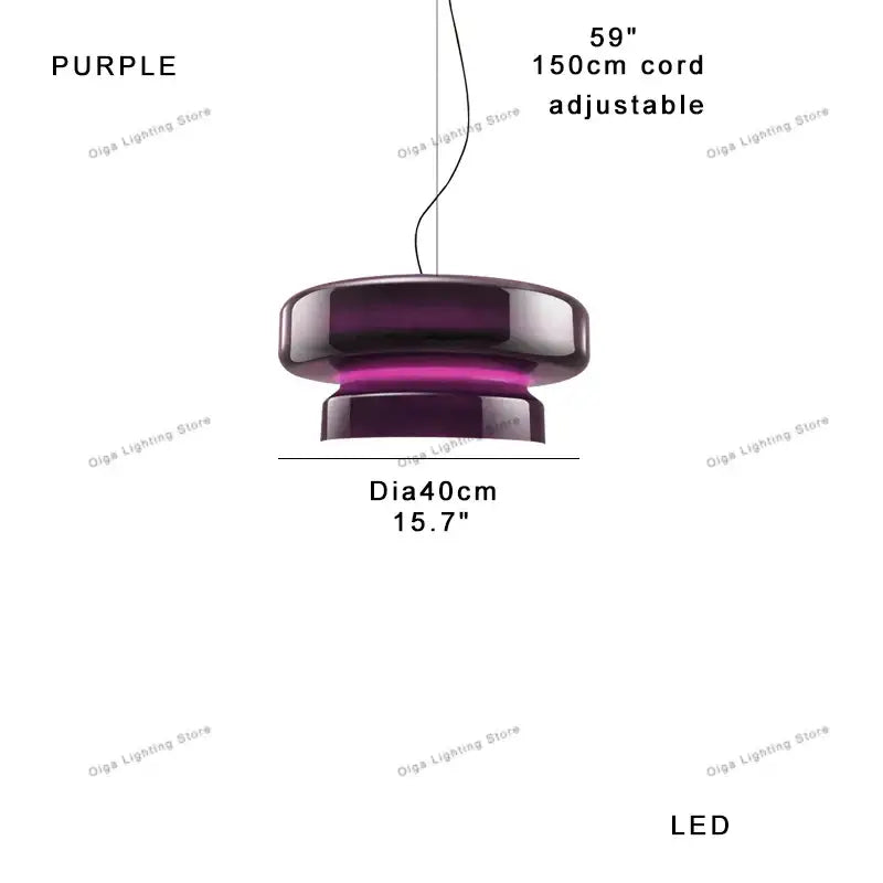 Decorbites™ purple glass pendant light with sleek modern design and adjustable 150cm cord for kitchen island lighting