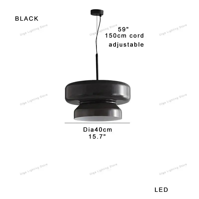 DecorBites amber glass ceiling pendant features black modern led tiered glass design with adjustable 150cm cord
