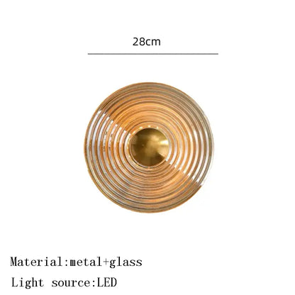 Decorbites™ amber glass chandelier with brass concentric rings and clear glass featuring led bulb for living and dining room
