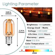 DecorBites amber glass led filament bulb with warm-toned vintage-style clear glass and metallic base E12 E14 T22G 1W 2200K