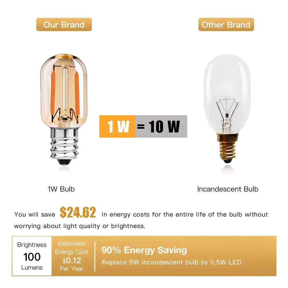 Decorbites amber glass dimmable led filament bulb with warm amber glow clear glass housing and e26 screw base