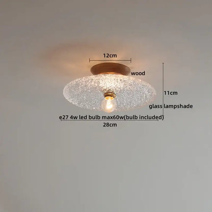 Decorbites amber glass led ceiling lights with frosted glass lampshade and warm wood base for home and restaurant decor
