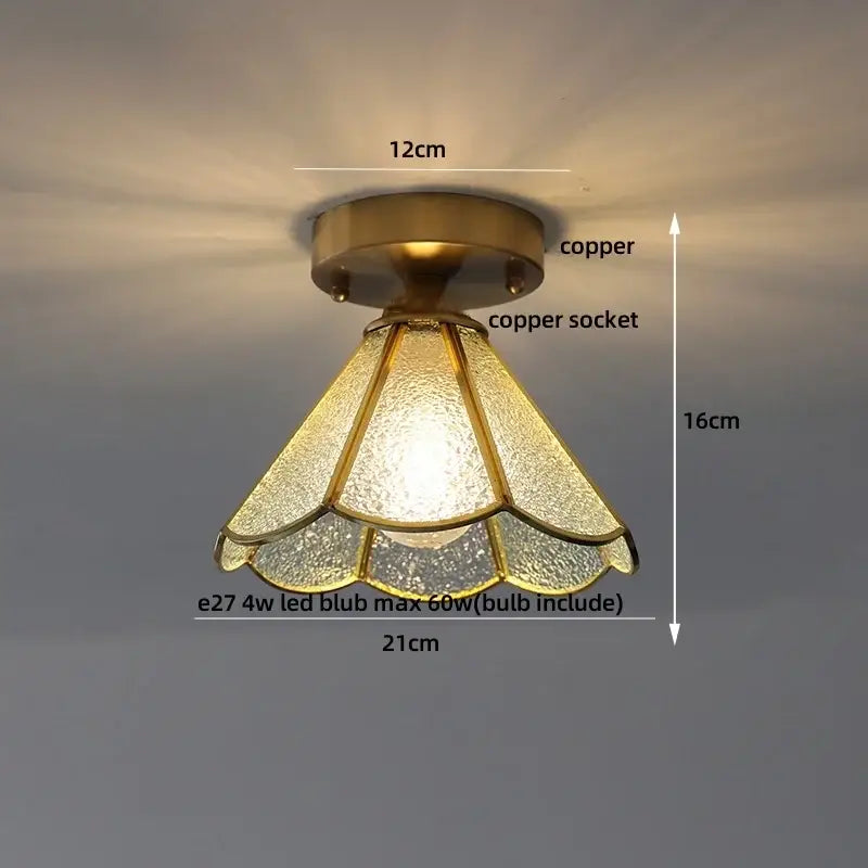 Vintage-style decorbites™ amber glass led ceiling light with textured copper shade for modern nordic interiors