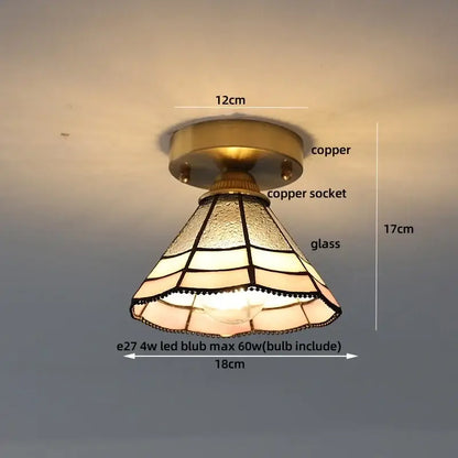 Decorbites amber glass led ceiling light with copper base and intricate amber glass shade for kitchen and living room