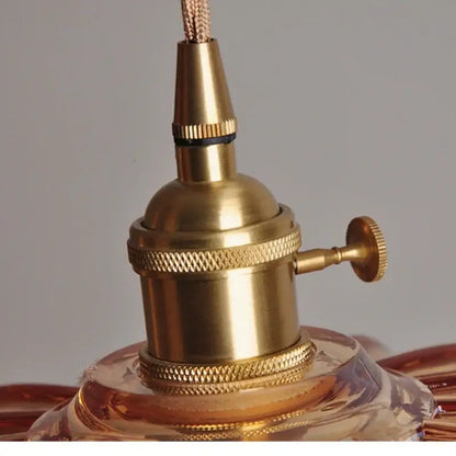 Brass-finished vintage socket with knurled knob on decorbites amber glass led pendant lamp modern nordic hanging light