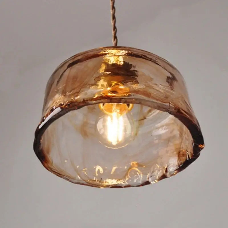 Decorbites amber glass led pendant lamp with hand-blown amber glass and textured finish for dining room lighting