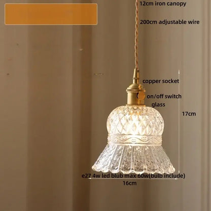 Vintage-style decorbites amber glass led pendant light with clear cut glass shade and brass metal components