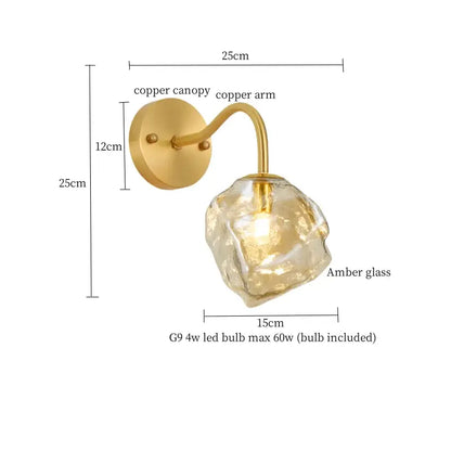 A modern wall sconce with polished copper and an amber glass led shade from decorbites amber glass wall lights