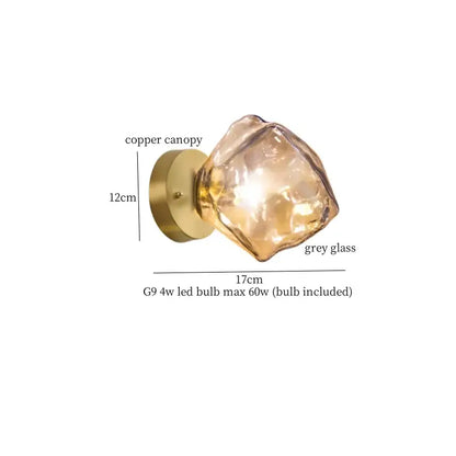 Modern wall lights from decorbites amber glass featuring a copper canopy and irregular grey glass shade vintage design