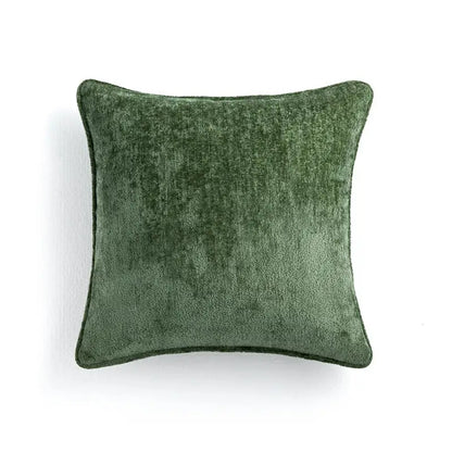 A plush square green velvet cushion cover from decorbites ancient art vintage revival set of 2 with textured surface