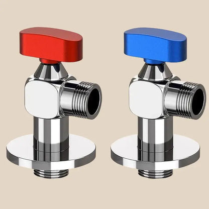 Decorbites angle valve with red and blue handles chrome finished wall mounted water volume control for cold and hot water