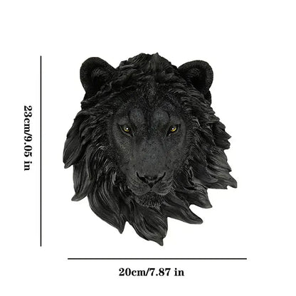 Decorbites™ black resin animal head wall decor with detailed mane and golden eyes for decorative head wall use