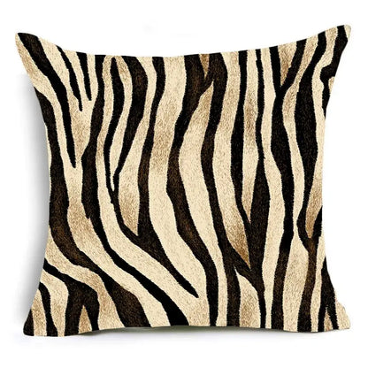 Square throw pillow with textured black and beige zebra stripe pattern decorbites™ animal print pillowcase cushion cover