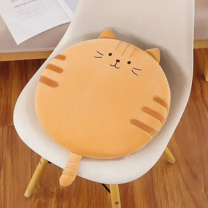 Cute orange plush DecorBites™ animal print round office chair cushion with memory foam and velvet cover details