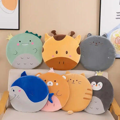 Decorbites animal print round office chair cushions shaped like plush green dinosaur yellow giraffe gray cat and more with memory foam velvet cover