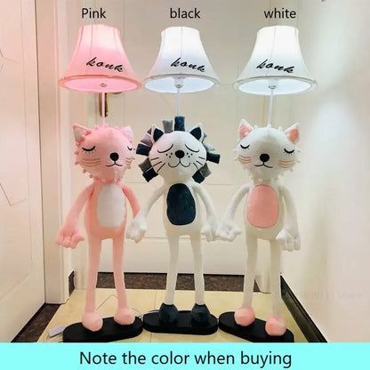 DecorBites™ animal shape LED floor lamp with pink black and white plush fabric lampshades for children’s room
