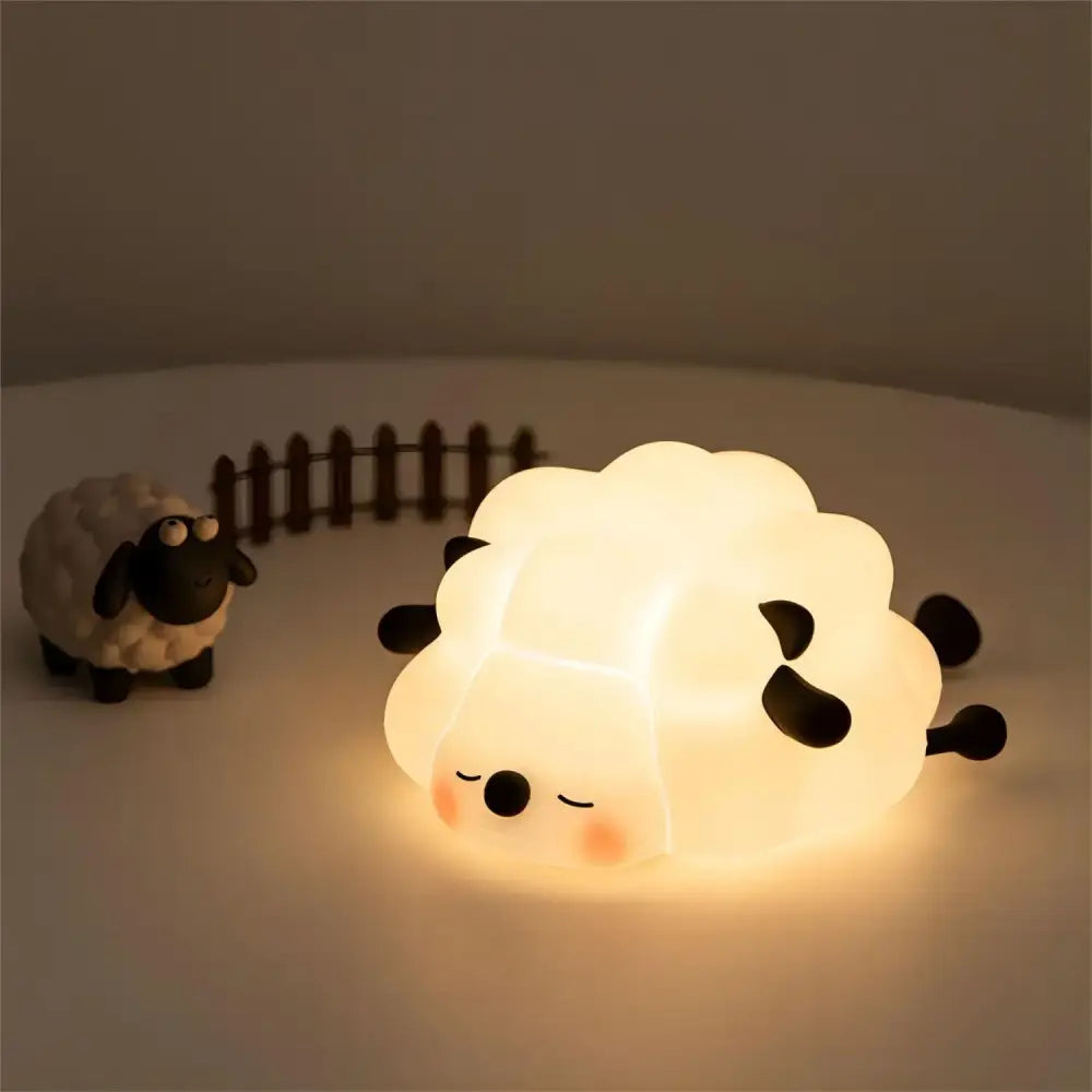 Decorbites™ soft glowing white animal silicone night light shaped like a sheep with usb rechargeable timer for kids