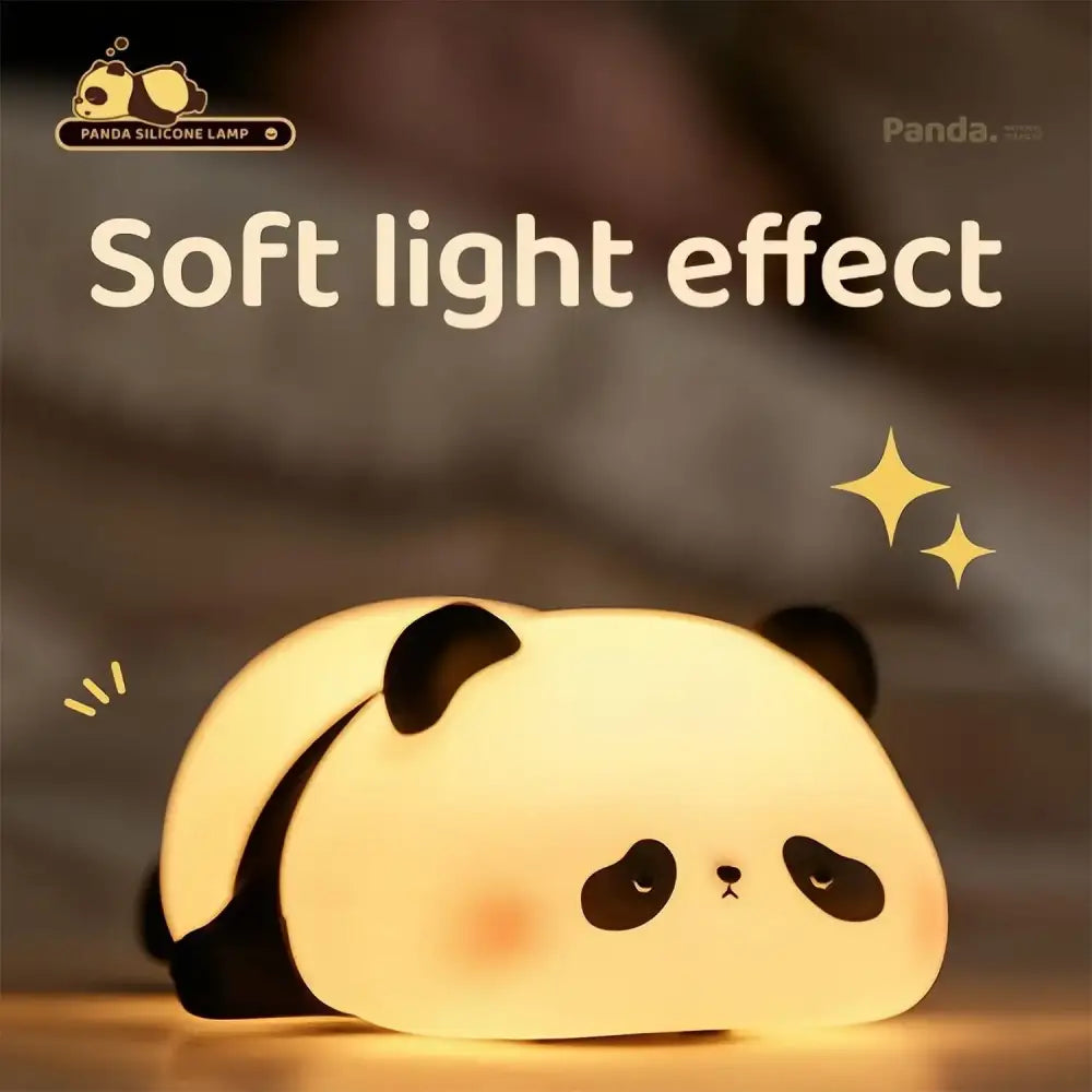 Decorbites™ cute panda-shaped animal silicone night light with soft glowing light usb rechargeable timer bedside lamp