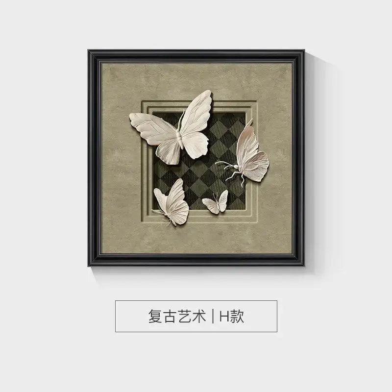 A decorbites™ animal wall decor frame set featuring off-white 3d butterfly sculptures on beige textured background