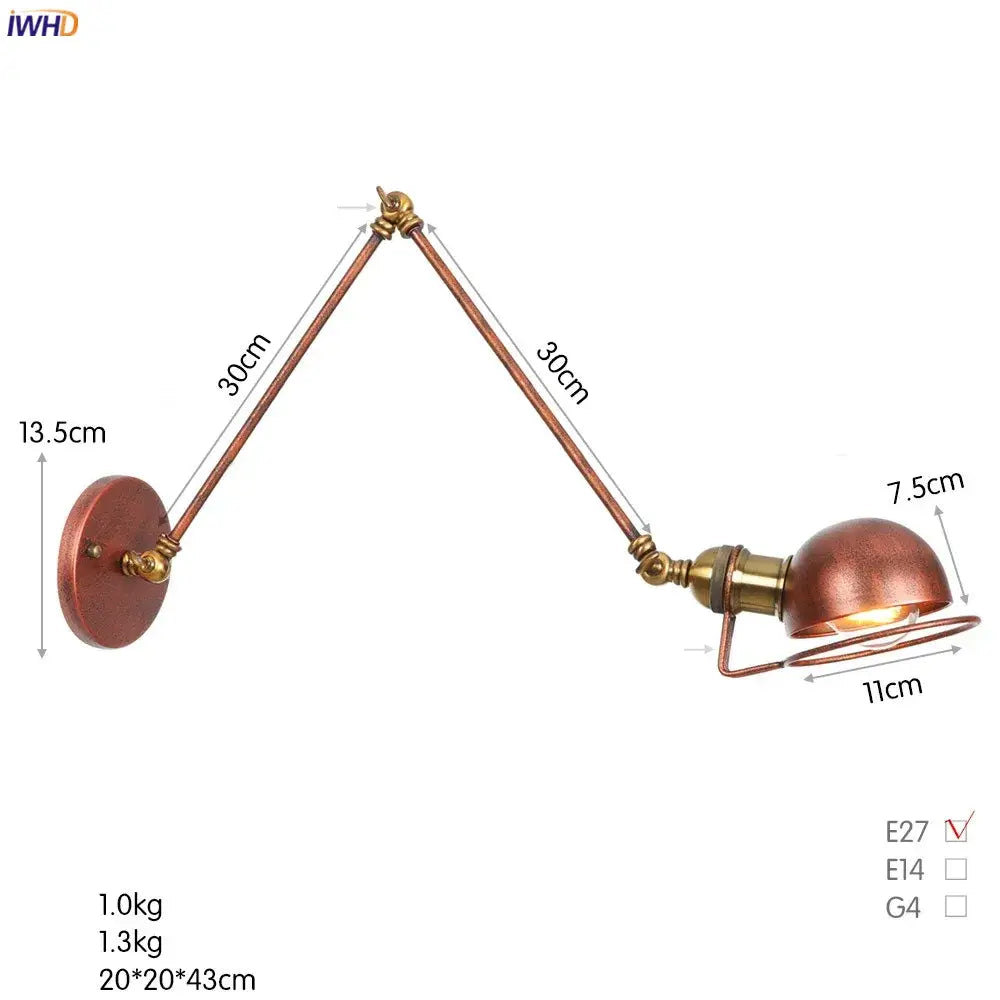 Copper-finished adjustable wall lamp with articulated arms and dome shade for decorbites antique black wall lighting
