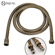 Decorbites antique brass hand shower hose 59 inch flexible bronze ribbed metal pipe with threaded connectors