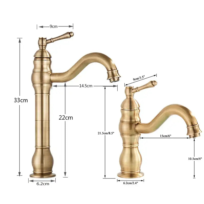Decorbites antique brass basin faucet single handle bathroom mixer tap with classic ornate design and curved spout