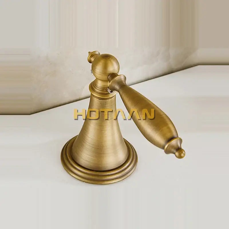 Antique brass finished bath mixer set handle with classic ornate design and rounded knob from DecorBites bath mixer set