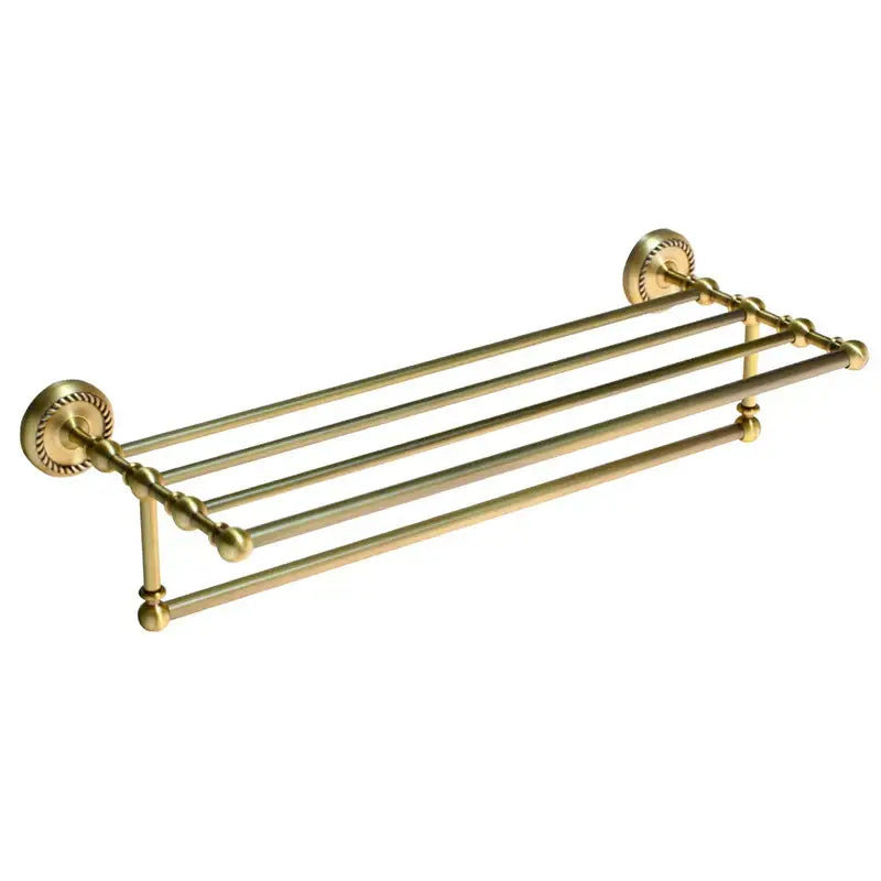 Decorbites antique brass bathroom hardware set four-tiered brass-finished towel rack with ornate twisted rods