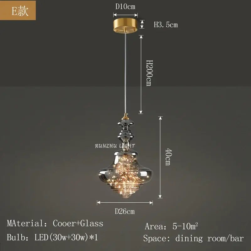 Decorbites™ antique brass glass chandelier with brass finish and chrome accents featuring two led bulbs for dining room and bar