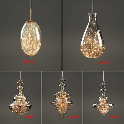 Elegant decorbites™ antique brass glass chandelier with warm fairy lights and frosted shades for dining room and bar