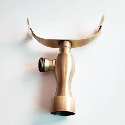 Decorbites antique brass hand shower holder bracket with brass-finished curved wall-mounted shower holder faucet