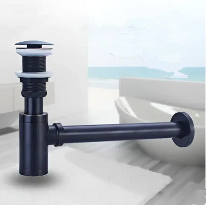 Black matte finish bathroom sink drain with chrome accents from decorbites™ antique brass drain kit for modern bathrooms