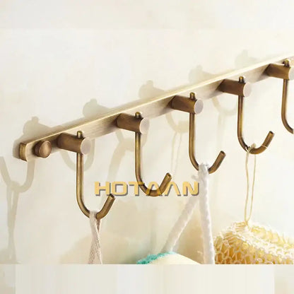 Decorbites antique brass robe hook with five hooks wall-mounted for stylish bathroom organization