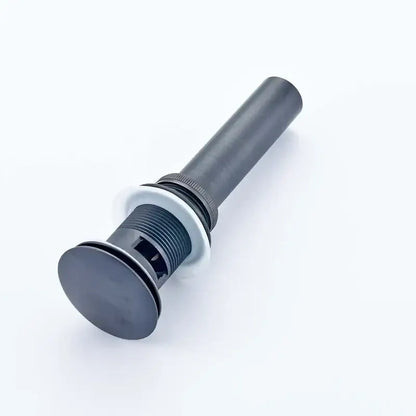 Black matte finish bathroom sink drain with white gasket and threaded metal parts for decorbites antique brass round siphon