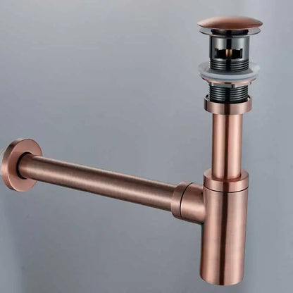 Decorbites™ antique brass brass round siphon bathroom vanity basin pop-up drain with copper-toned brushed metal finish