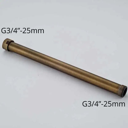 Decorbites™ antique brass shower faucet extension tube 30cm bronze-colored metal pipe with threaded ends and hexagonal nut
