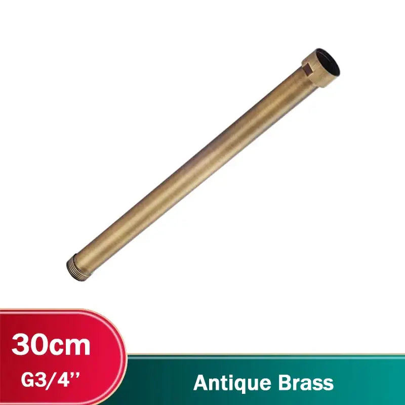 DecorBites antique brass shower faucet extension tube 30cm long with threaded ends and matte finish