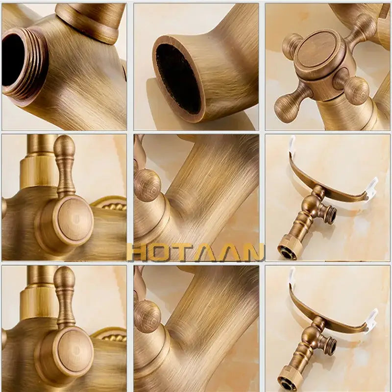 Decorbites™ antique brass shower faucet kit with cross-handle design and vintage detailing for bathroom use