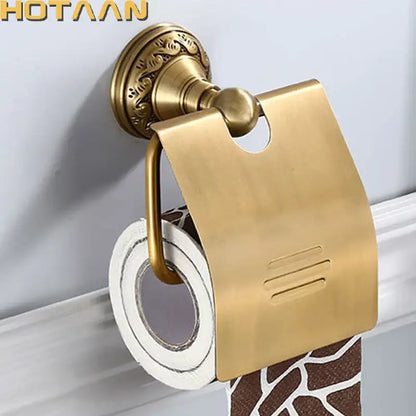 Decorbites antique brass toilet paper holder with ornate wall mount and sleek modern paper holder design