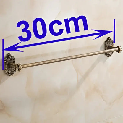 DecorBites antique brass towel bar 30cm with ornate floral brass towel bar end caps for wall mounted bathroom use