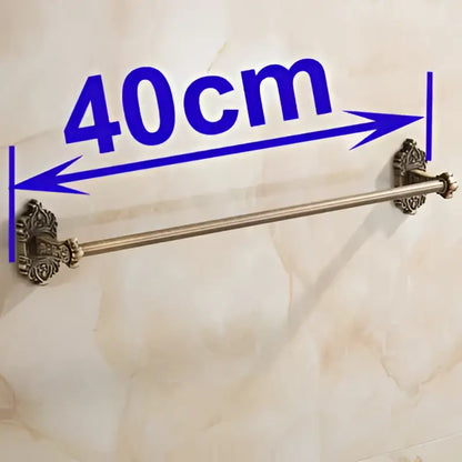 DecorBites™ antique brass towel bar with ornate floral end caps 40cm wall mounted brass towel bar for bathrooms