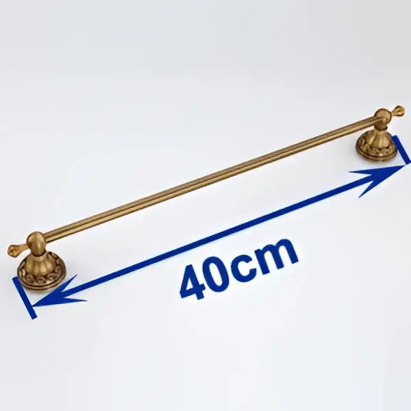 Decorbites™ antique brass single bar towel holder 40cm solid aluminium with ornate decorative end caps