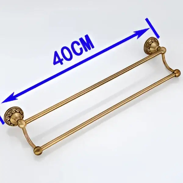 Decorbites™ antique brass towel holder single bar rack with gold-colored brass double towel rack and ornate end caps