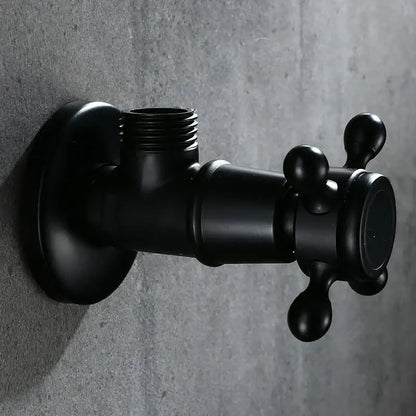 Black matte-finished brass wall-mounted angle valve with cross handle for antique brass triangle valve toilet faucet replacement