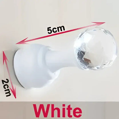 White plastic wall-mounted hook with clear crystal ball end for antique brass wall clothes rack bathroom accessory hanger