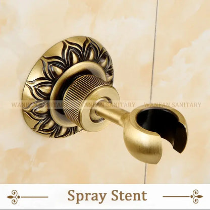 DecorBites™ antique brass wall mount bidet faucet with floral detailing and ribbed knob for hygienic bathroom spray